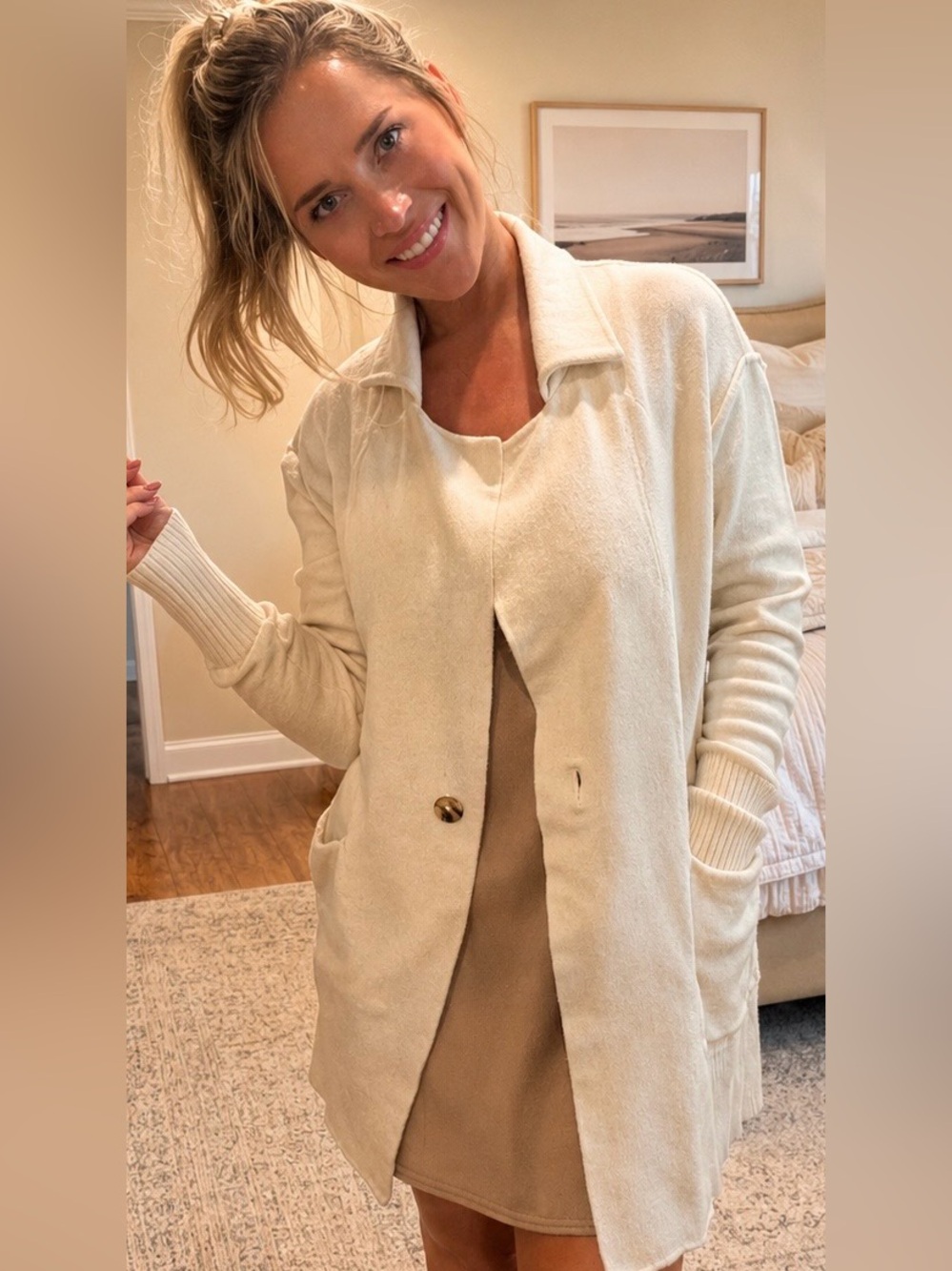 Free People We The Free Cream Longline Cardigan Sweater XS